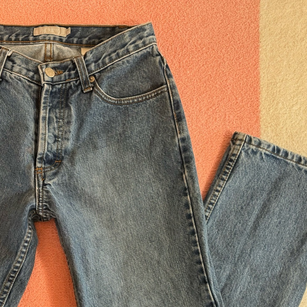 Rare J. Crew Vintage Faded Straight Leg Jeans Size T4 Tall Made in USA Buttonfly